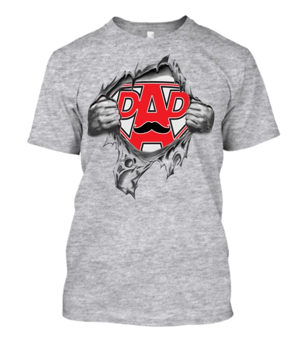Super Dad Shield With Moustache Emblem T-Shirt