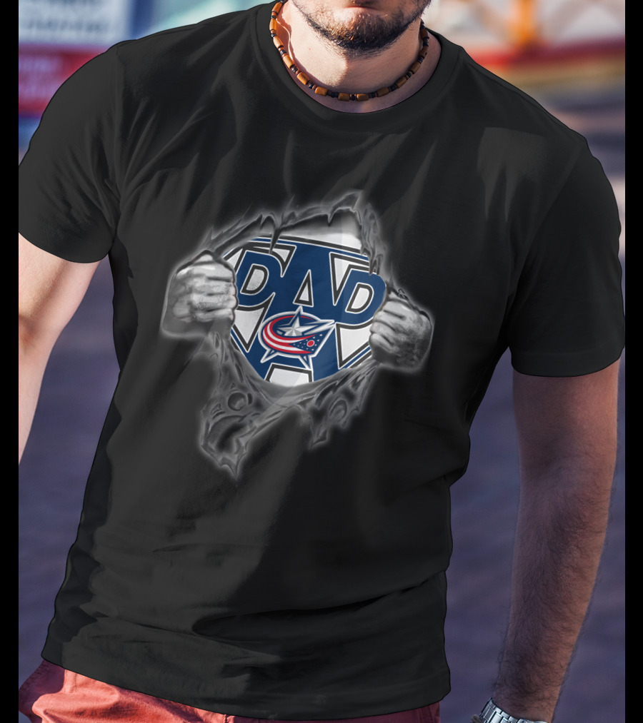 Columbus Blue Jackets Super Dad Hero T-Shirt