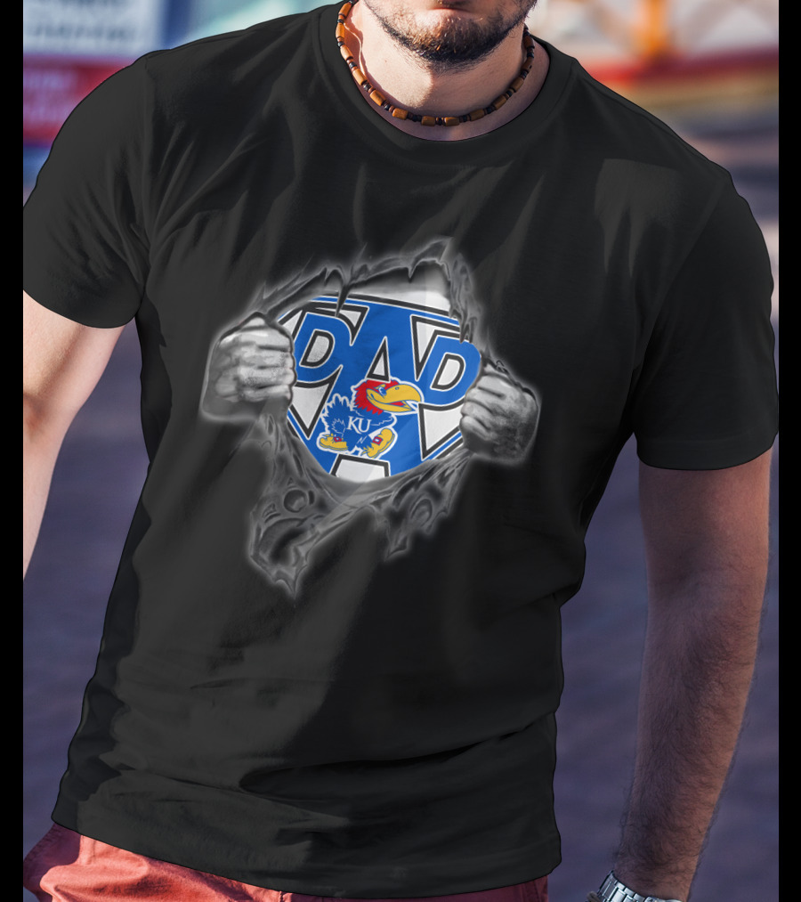 KU Jayhawks Super Dad Shield Logo Hero T-Shirt