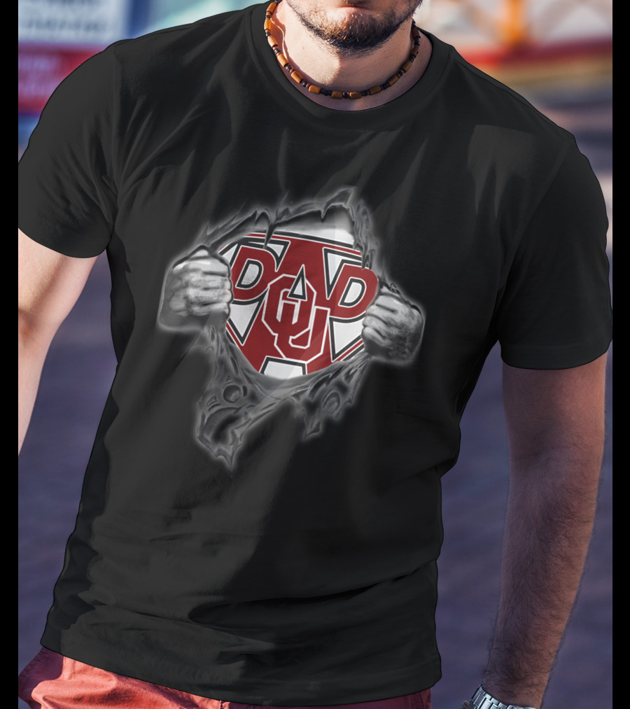 Sooners Dad OU Superhero Emblem T-Shirt