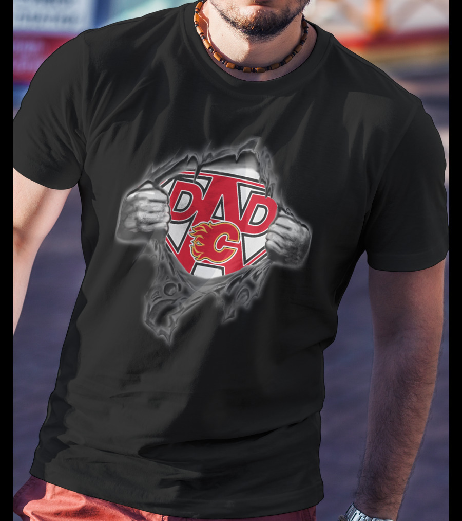 Calgary Flames Super Dad Logo Hero T-Shirt