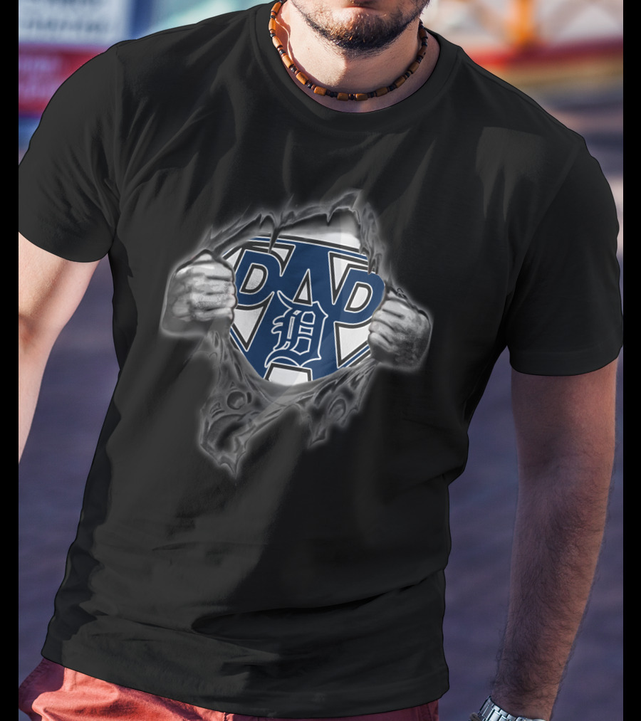 Detroit Tigers Super Dad Logo Emblem T-Shirt