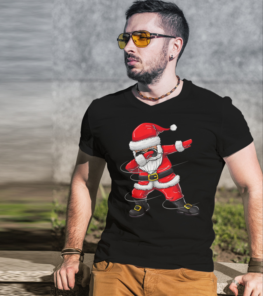 Christmas Dabbing Santa Boy Girl Santa Dab Pose T-Shirt