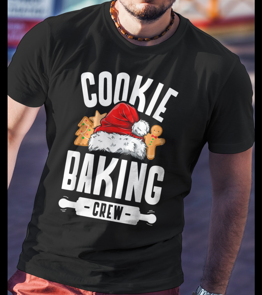 Cookie Baking Crew Christmas Santa Hat Gingerbread Family T-Shirt