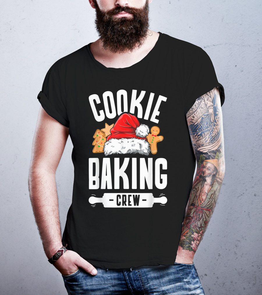 Cookie Baking Crew Christmas Santa Hat Gingerbread Family T-Shirt