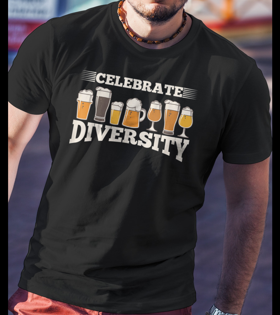 Celebrate Diversity Beer Variety Glasses T-Shirt