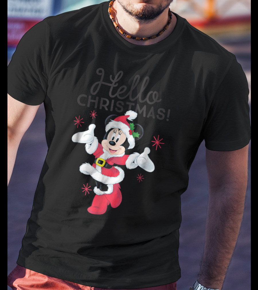 Disney Santa Minnie Mouse Hello Christmas T-Shirt