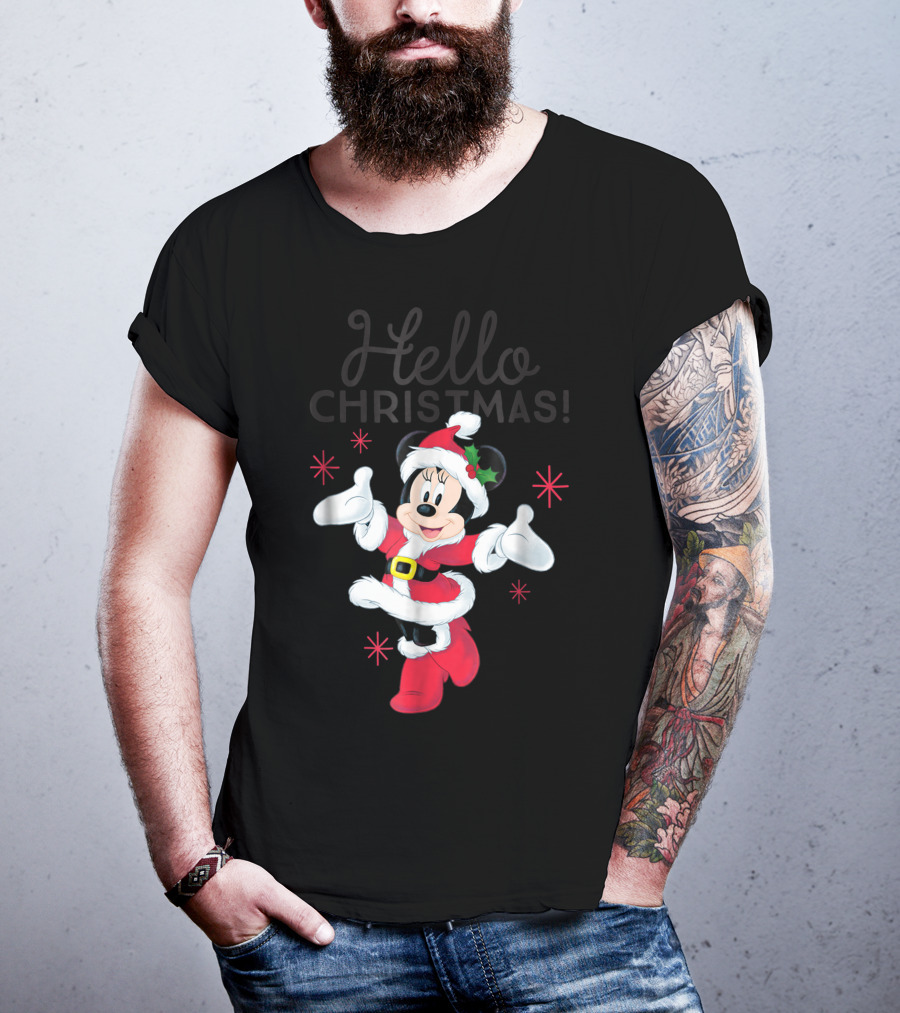 Disney Santa Minnie Mouse Hello Christmas T-Shirt