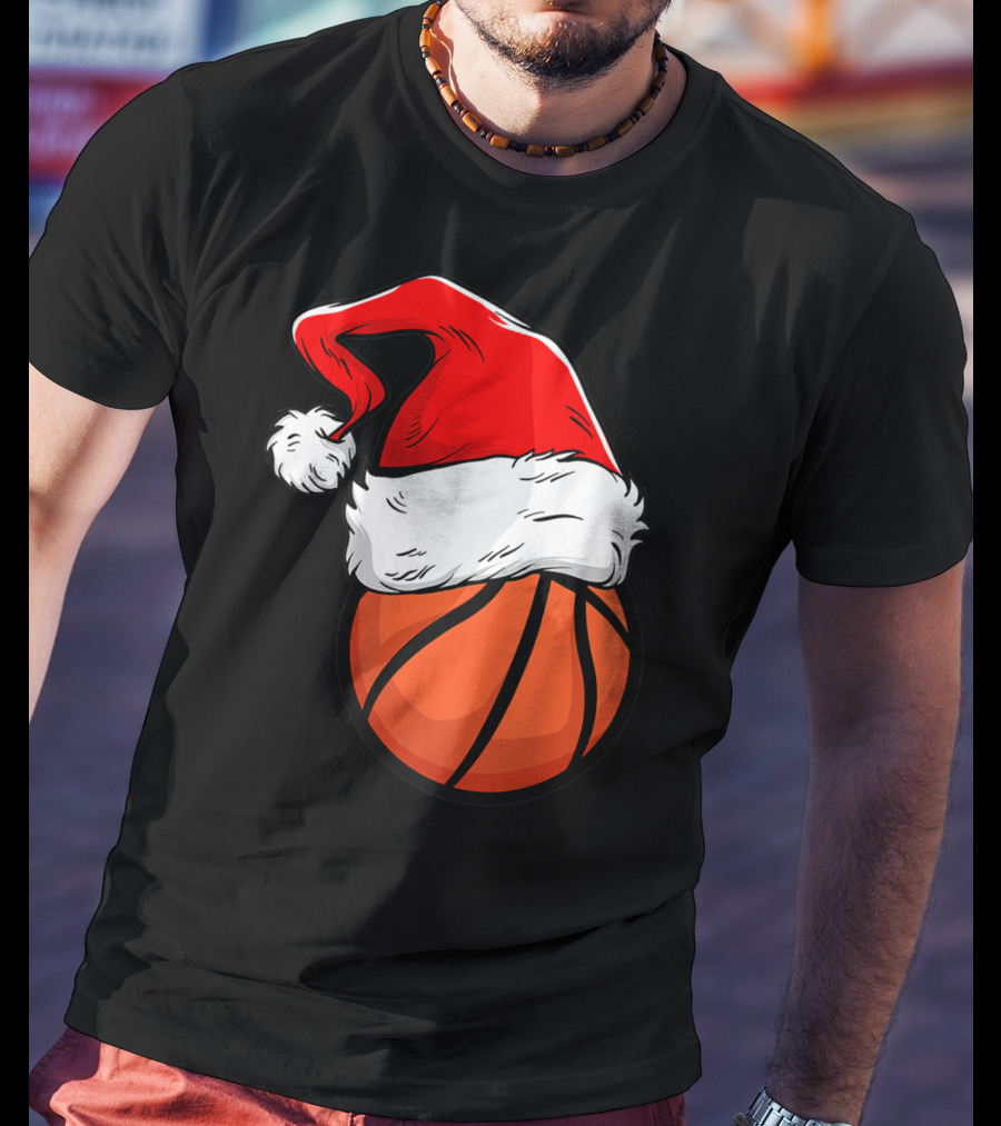 Funny Basketball Coach Player Santa Hat T-Shirt