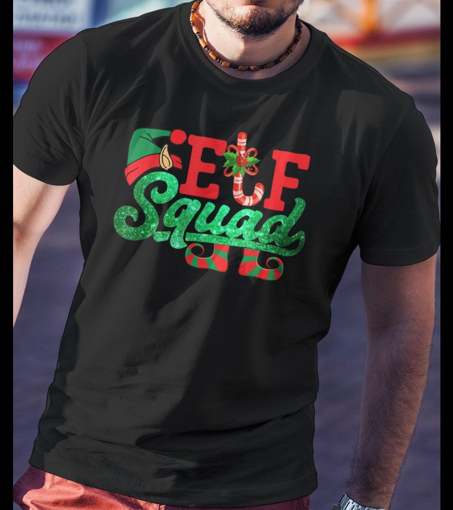 Elf Squad Funny Family Matching Christmas Holiday T-Shirt