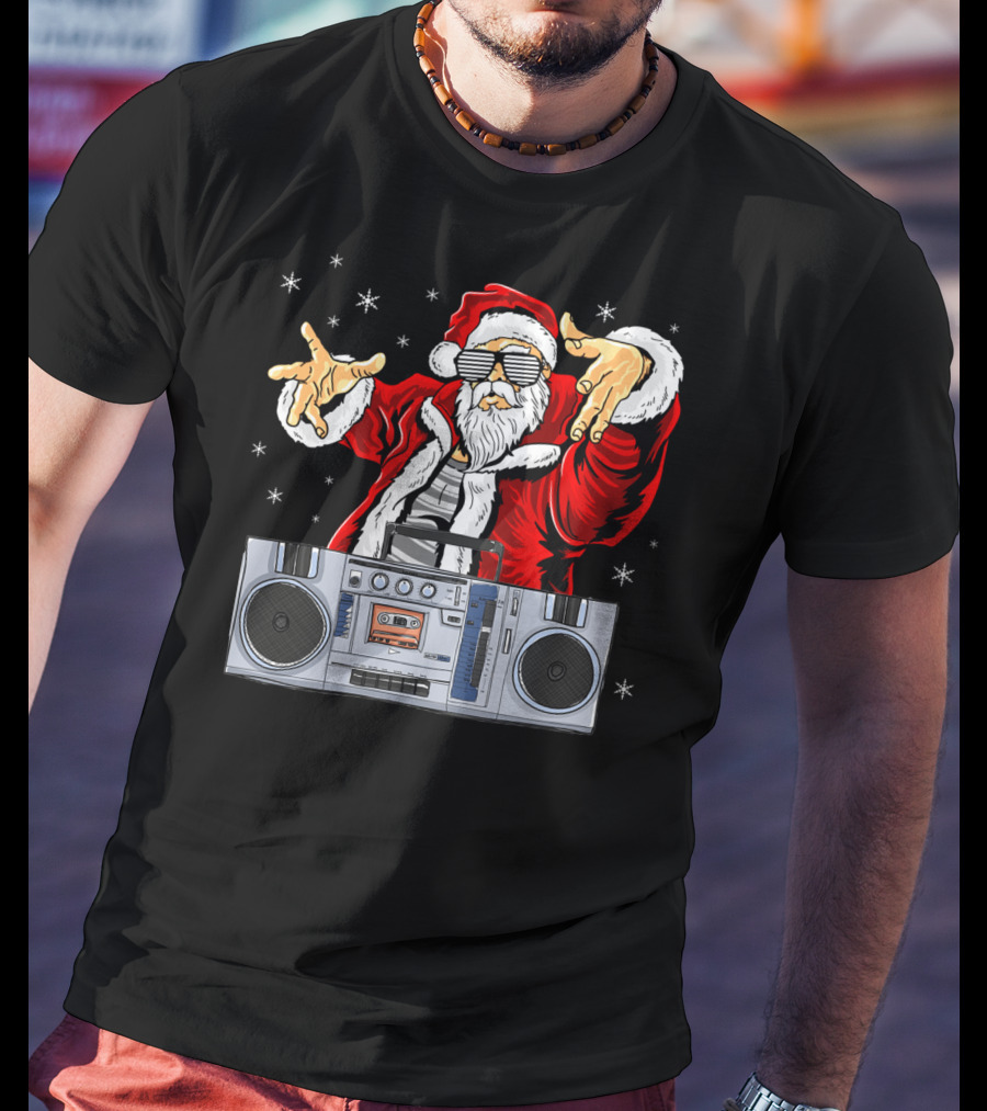 Santa Claus DJ Hip Hop Boombox T-Shirt