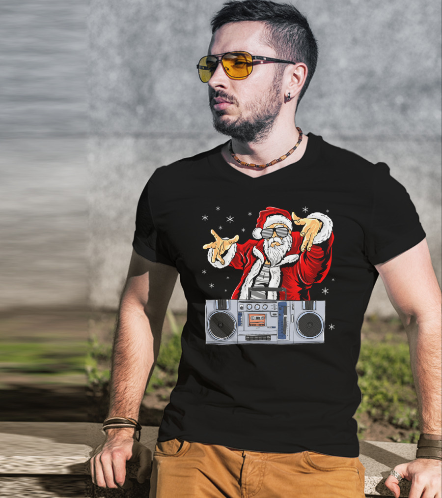 Santa Claus DJ Hip Hop Boombox T-Shirt