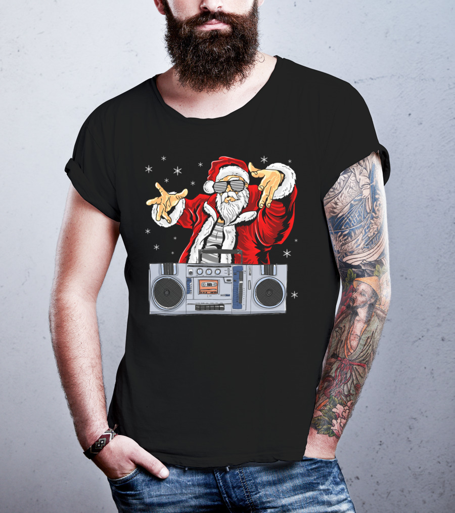 Santa Claus DJ Hip Hop Boombox T-Shirt