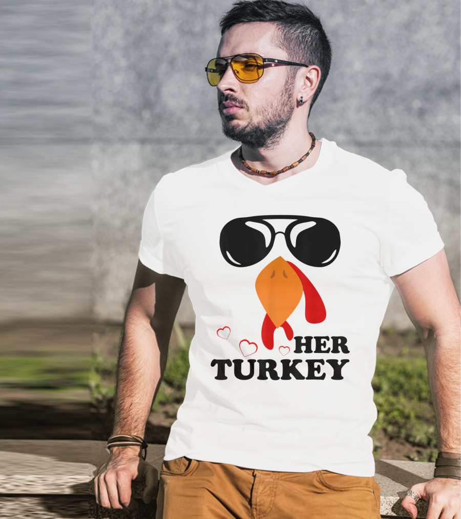 Her Turkey Funny Men's Matching Thanksgiving T-Shirt