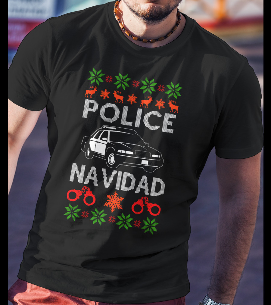 Police Navidad Ugly Christmas Holiday Law Enforcement T-Shirt