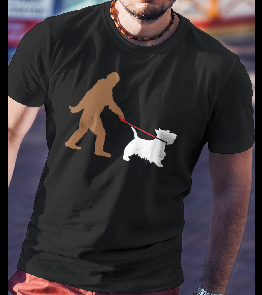 Bigfoot Walking Scottish Terrier Dog Leash Iconic T-Shirt