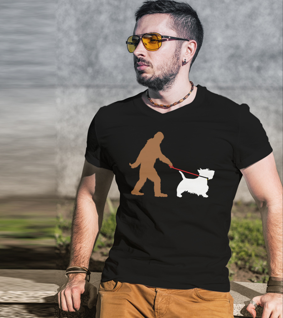 Bigfoot Walking Scottish Terrier Dog Leash Iconic T-Shirt