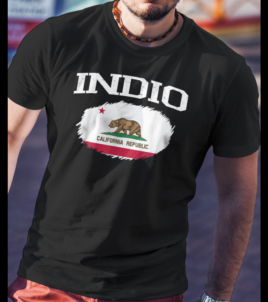 INDIO CALIFORNIA REPUBLIC Vintage USA Flag Sports T-Shirt