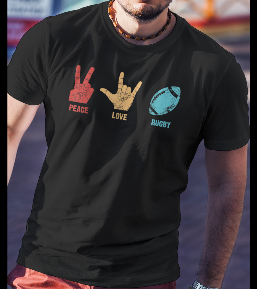 Peace Love Rugby Vintage Sport Lover Player T-Shirt