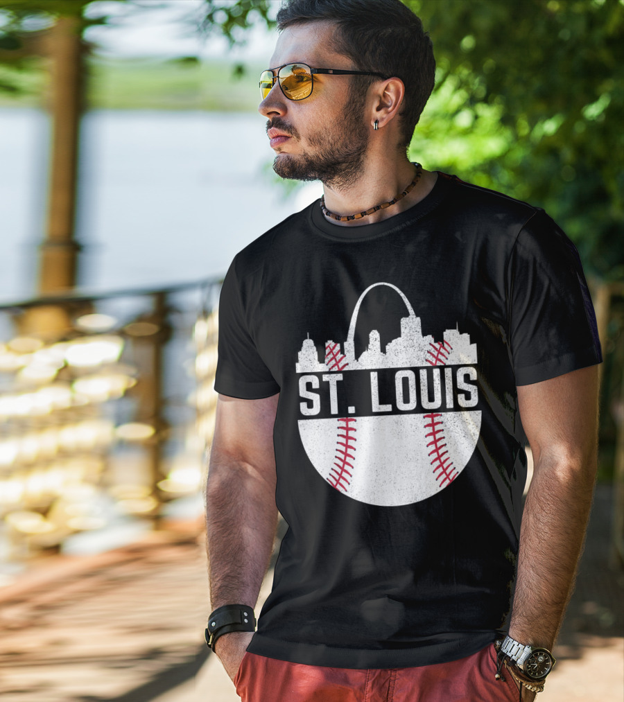 St Louis Baseball Skyline Arch T-Shirt