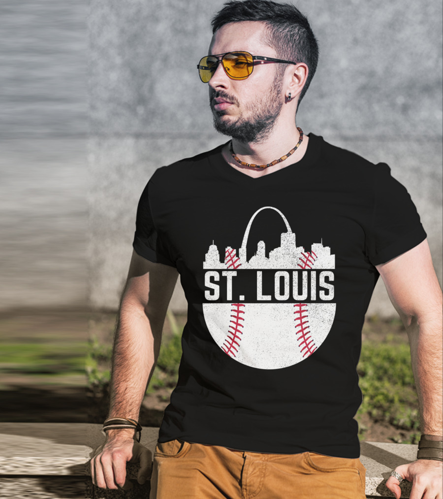 St Louis Baseball Skyline Arch T-Shirt