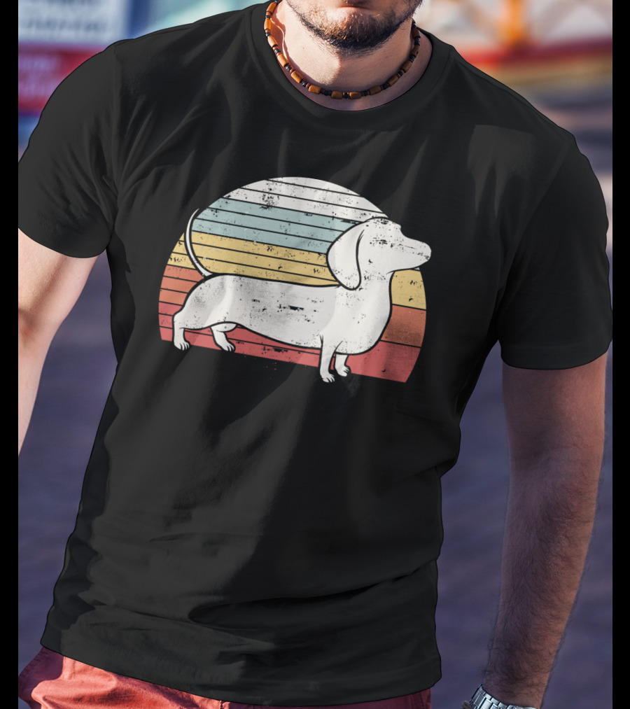 Cool Retro Dachshund Weiner Dog Fans T-Shirt