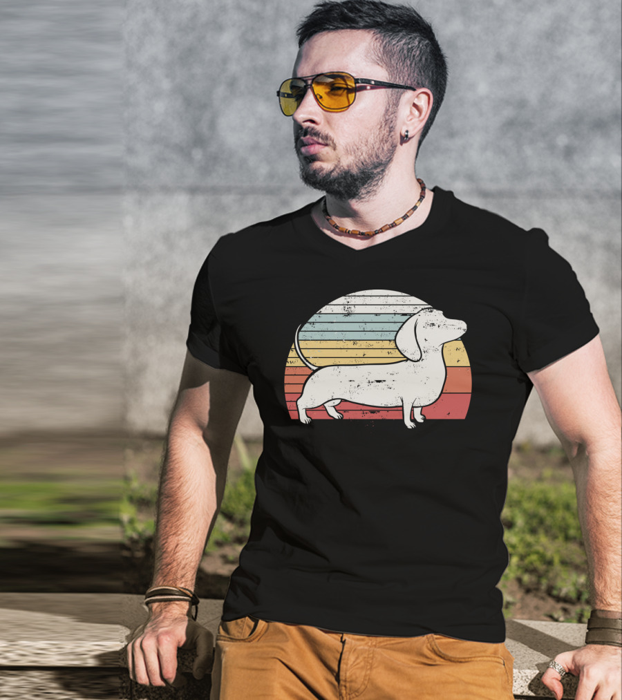 Cool Retro Dachshund Weiner Dog Fans T-Shirt