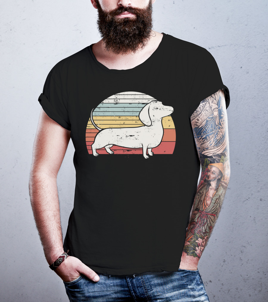 Cool Retro Dachshund Weiner Dog Fans T-Shirt