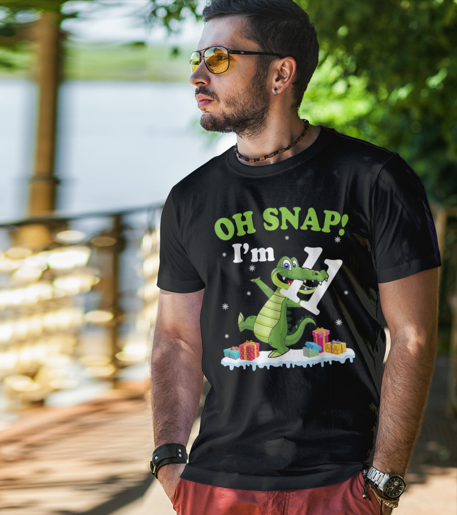 Oh Snap I'm Eleven Crocodile Snow Noel T-Shirt