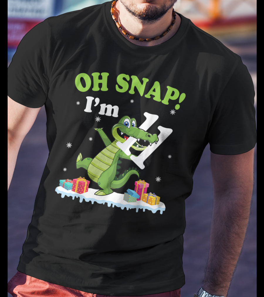 Oh Snap I'm Eleven Crocodile Snow Noel T-Shirt