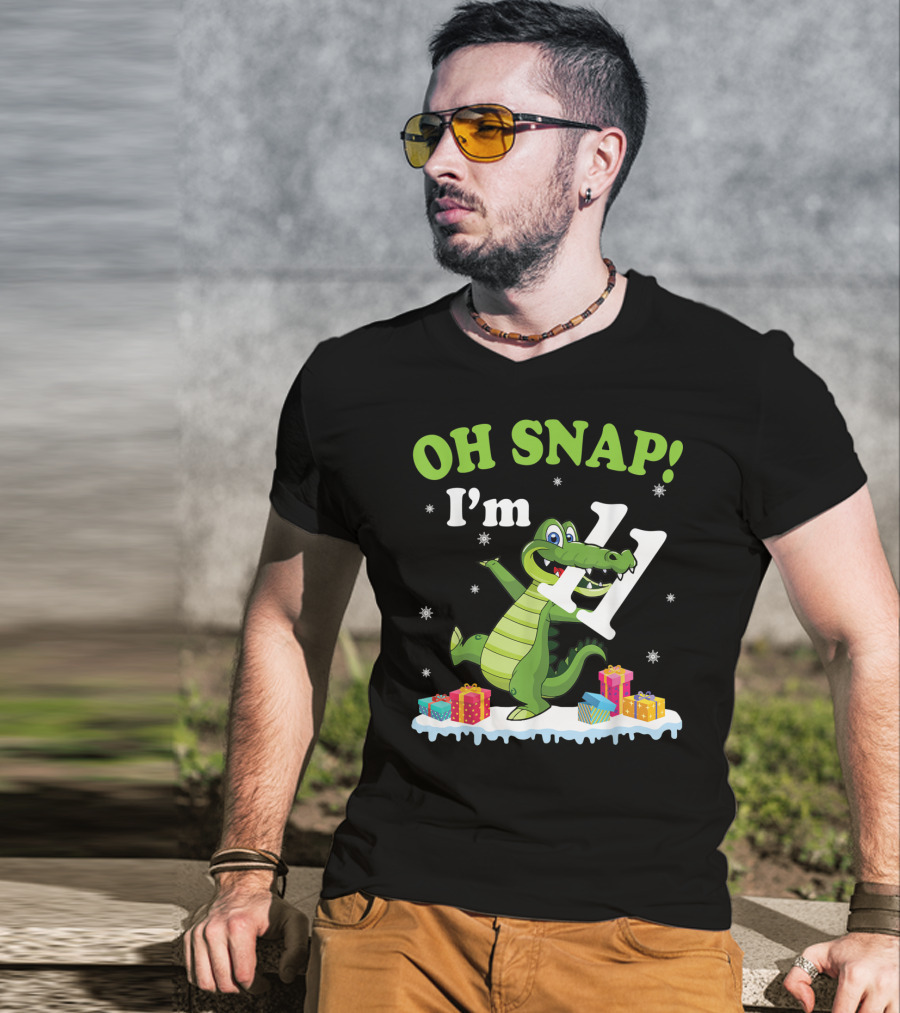 Oh Snap I'm Eleven Crocodile Snow Noel T-Shirt