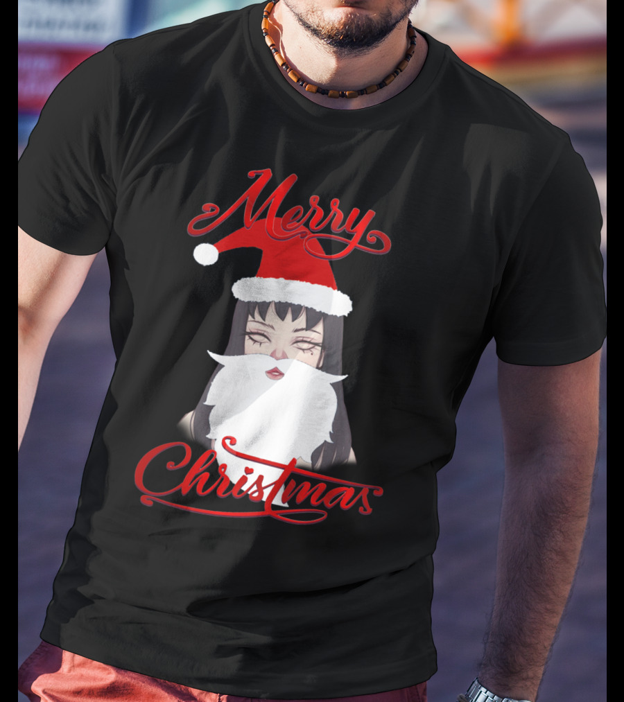 Merry Christmas Uzumaki Kirie Goshima Manga Santa Hat And Beard T-Shirt