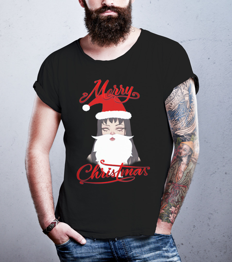 Merry Christmas Uzumaki Kirie Goshima Manga Santa Hat And Beard T-Shirt