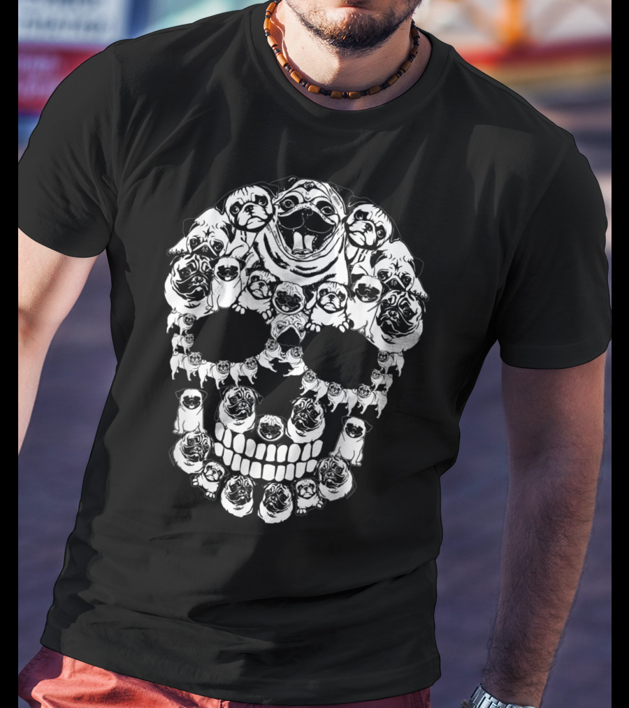 Pug Dog Skull Halloween T-Shirt