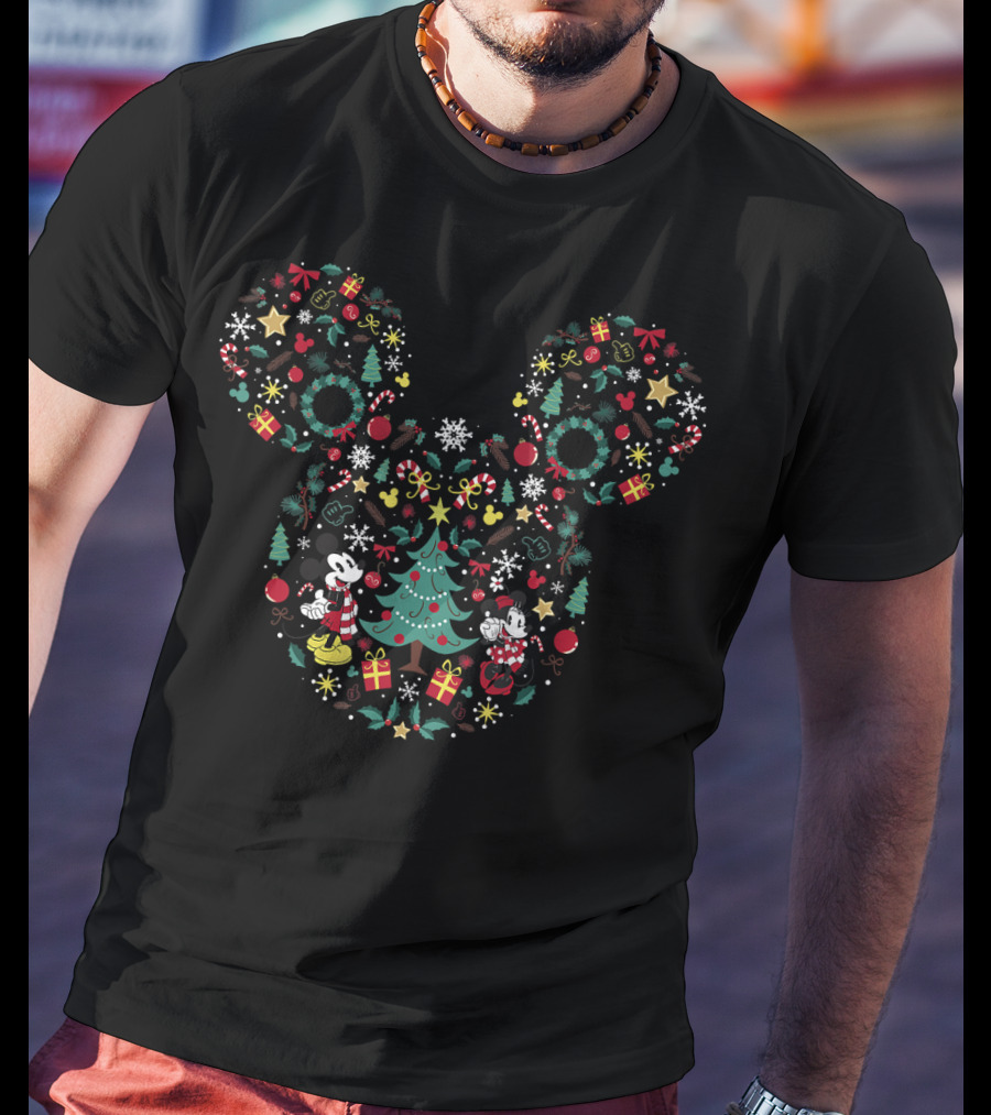 Disney Mickey And Minnie Christmas Holiday Decorations Mashup T-Shirt