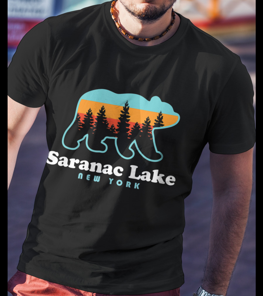 Saranac Lake New York Adirondacks Bear Forest Sunset T-Shirt