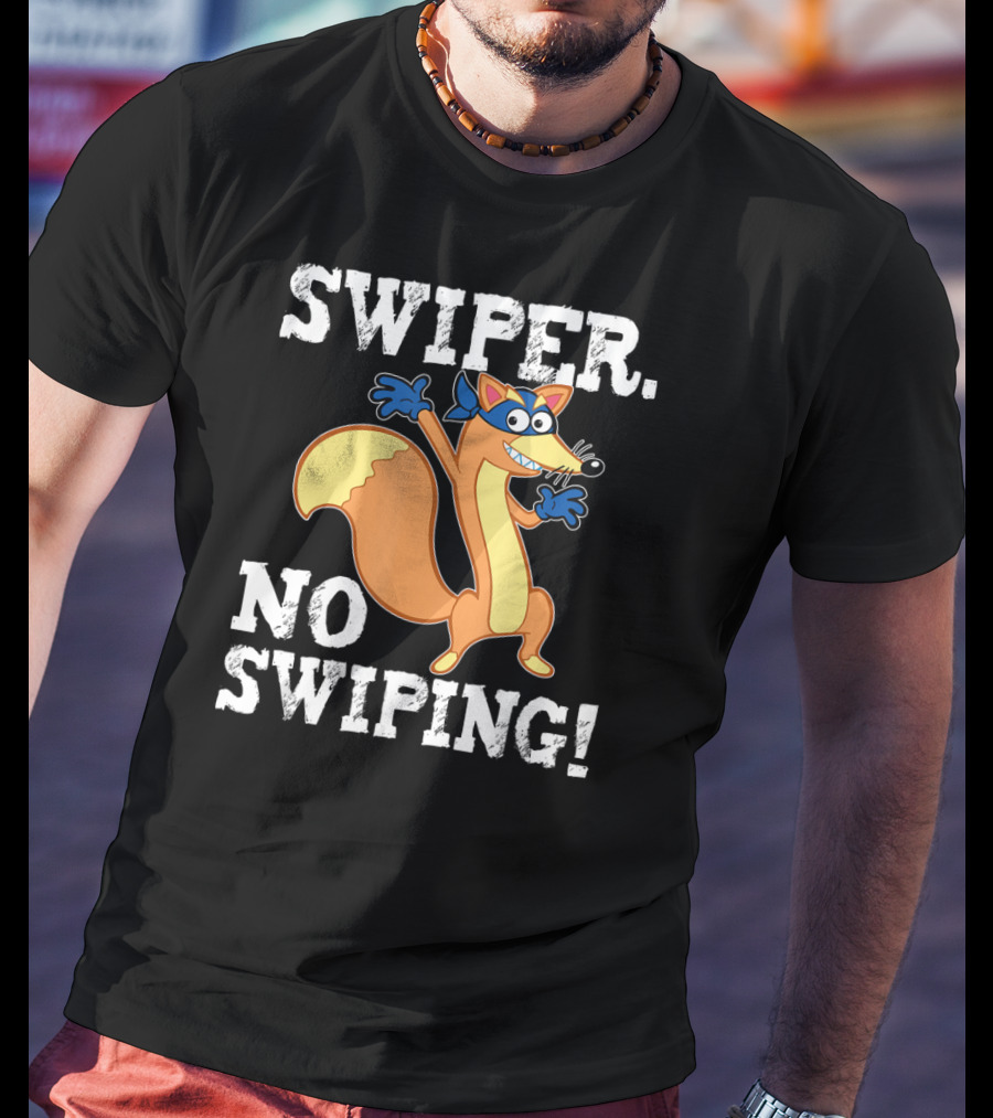 Swiper No Swiping Funny Fox Animated Character Warning T-Shirt