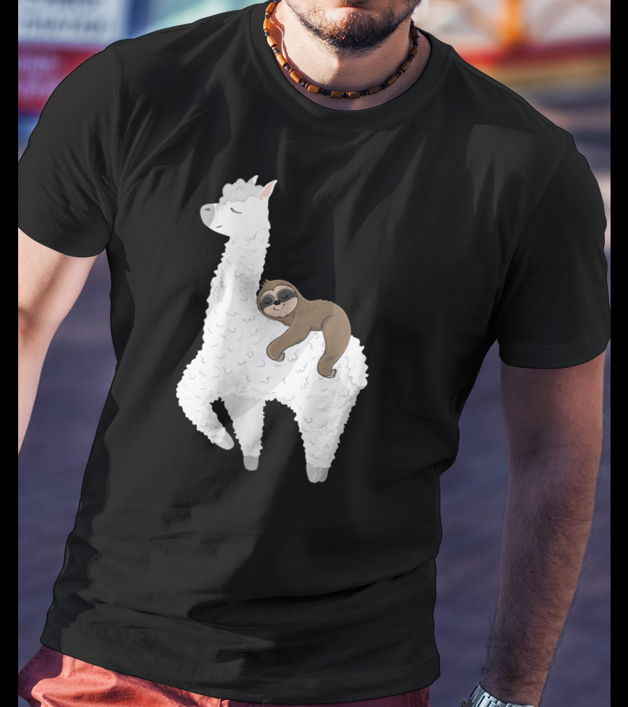 Sloth Best Friends Riding Llama Alpaca T-Shirt