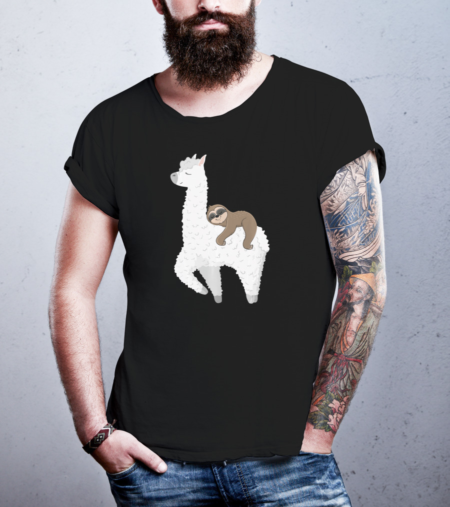 Sloth Best Friends Riding Llama Alpaca T-Shirt
