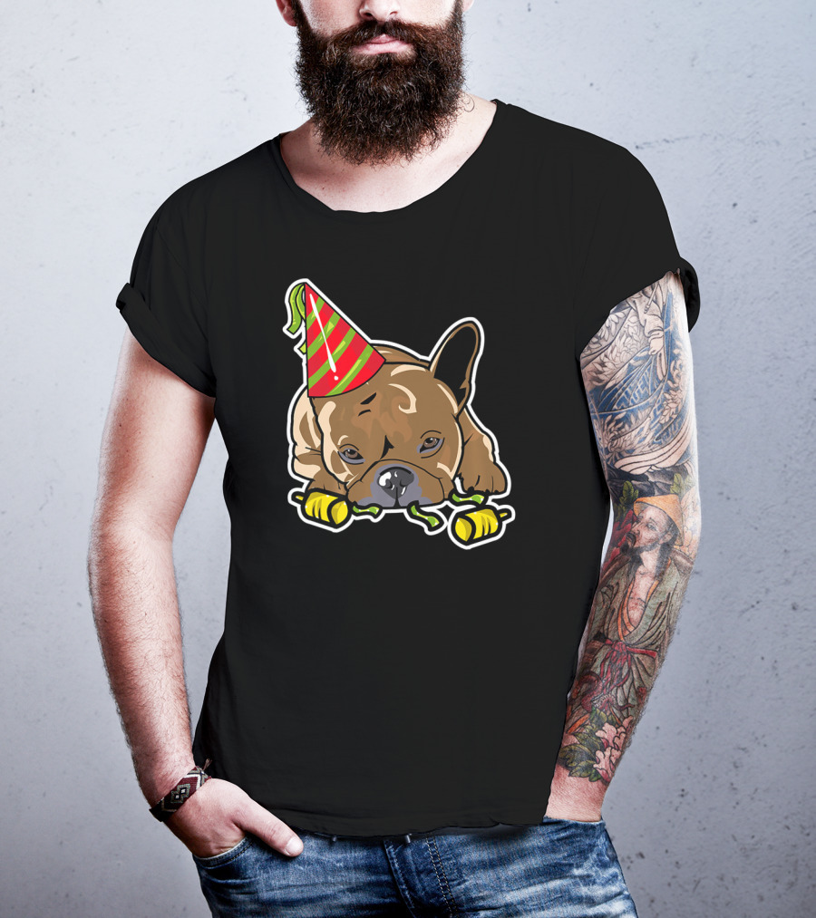 Eve French Bulldog Frenchie Happy New Year Party Hat T-Shirt