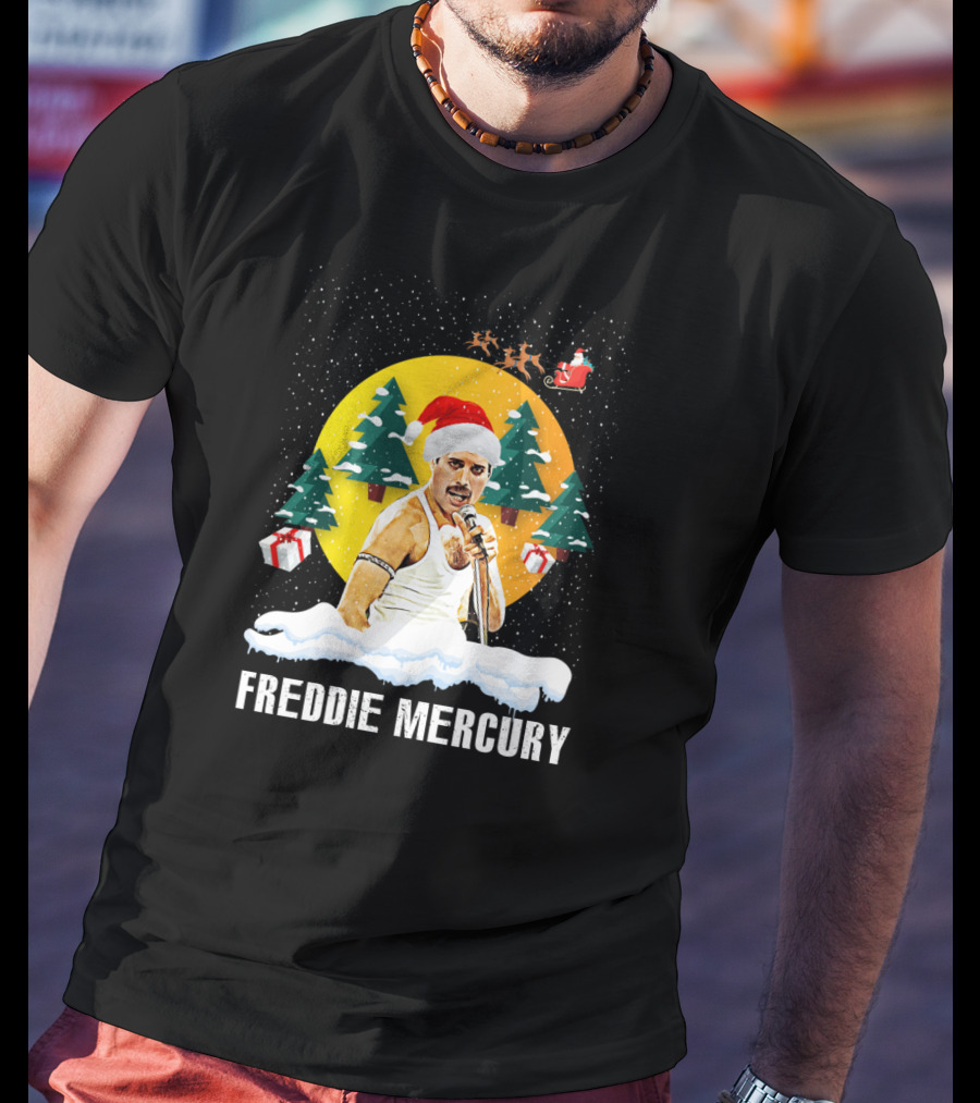 Freddie Mercurys Love Christmas Santa Hat Trees Gifts T-Shirt