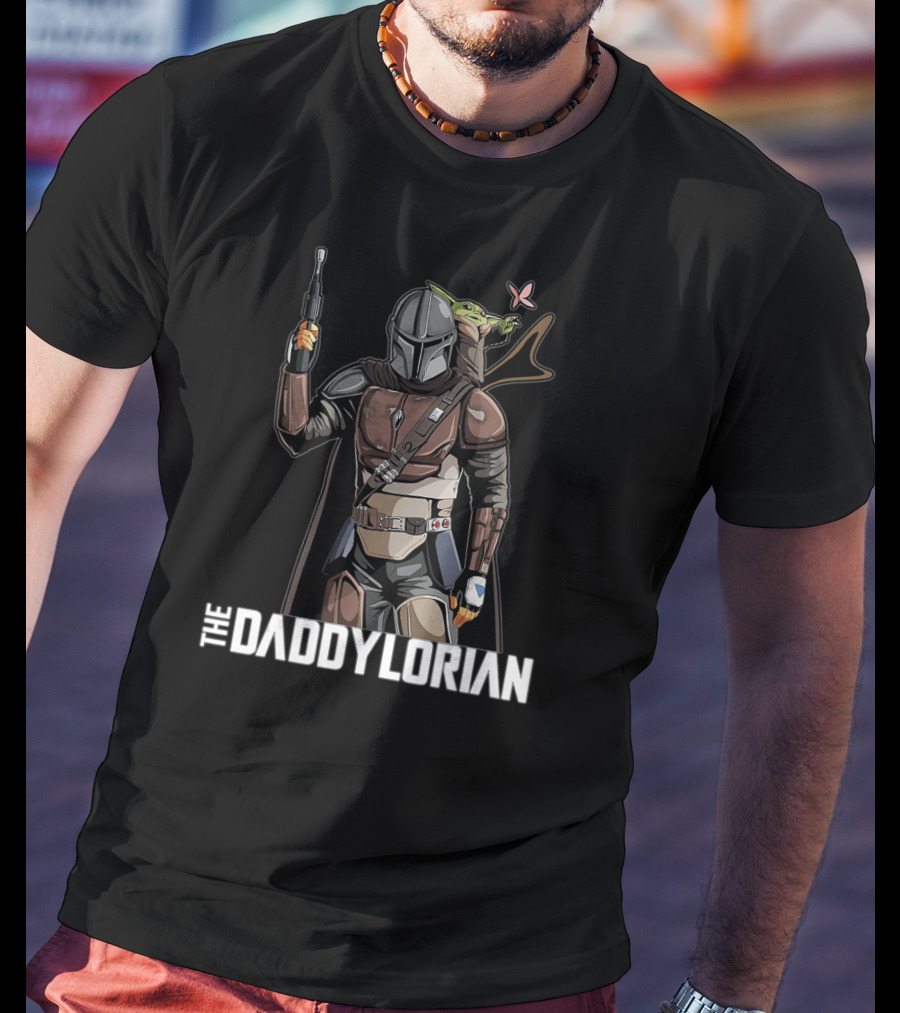 The Daddylorian Daddy Mandalorian Star Wars Parody With Baby Alien Companion T-Shirt
