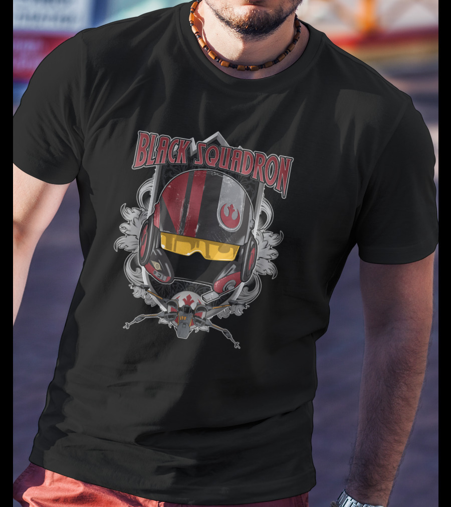 Black Squadron Star Wars Helmet And X Wing T-Shirt