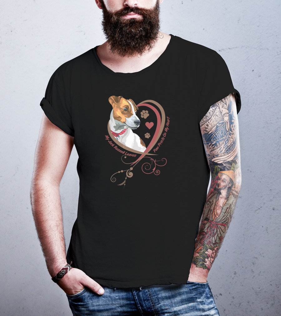 My Jack Russell Leaves Paw Prints On My Heart T-Shirt
