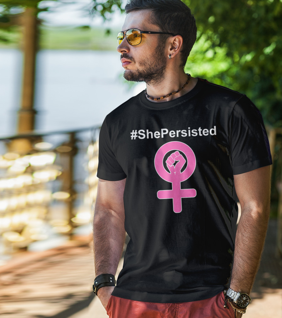 ShePersisted Feminist Symbol With Raised Fist Venus T-Shirt