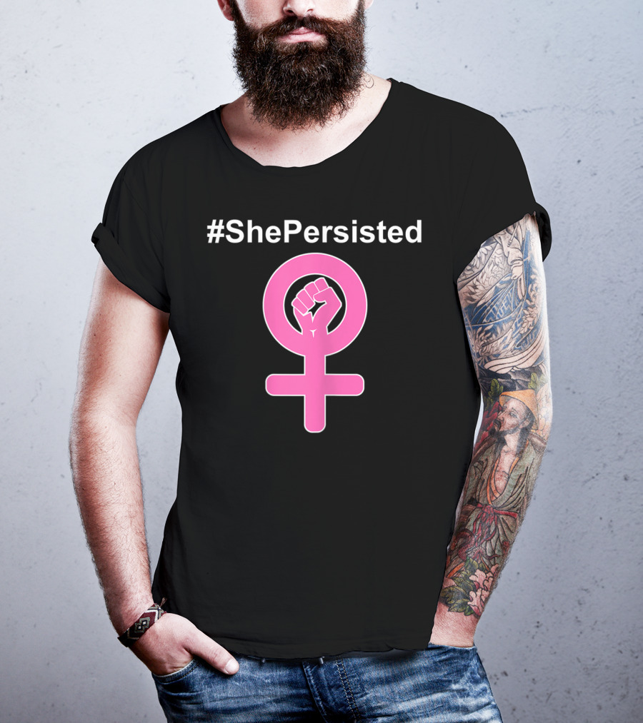ShePersisted Feminist Symbol With Raised Fist Venus T-Shirt