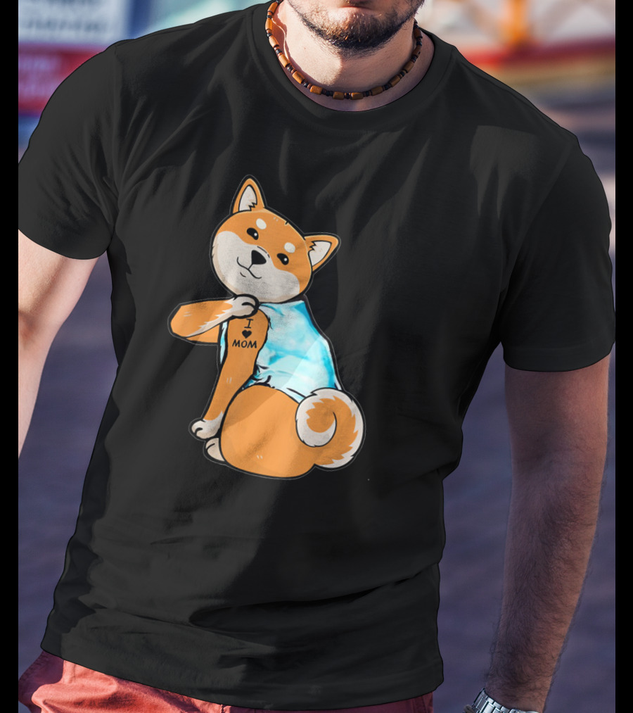 Shiba Tattoos I Love Mom T-Shirt