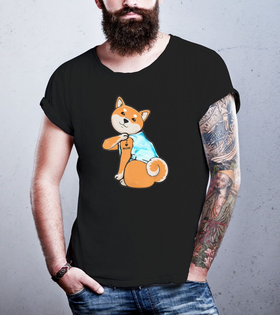 Shiba Tattoos I Love Mom T-Shirt