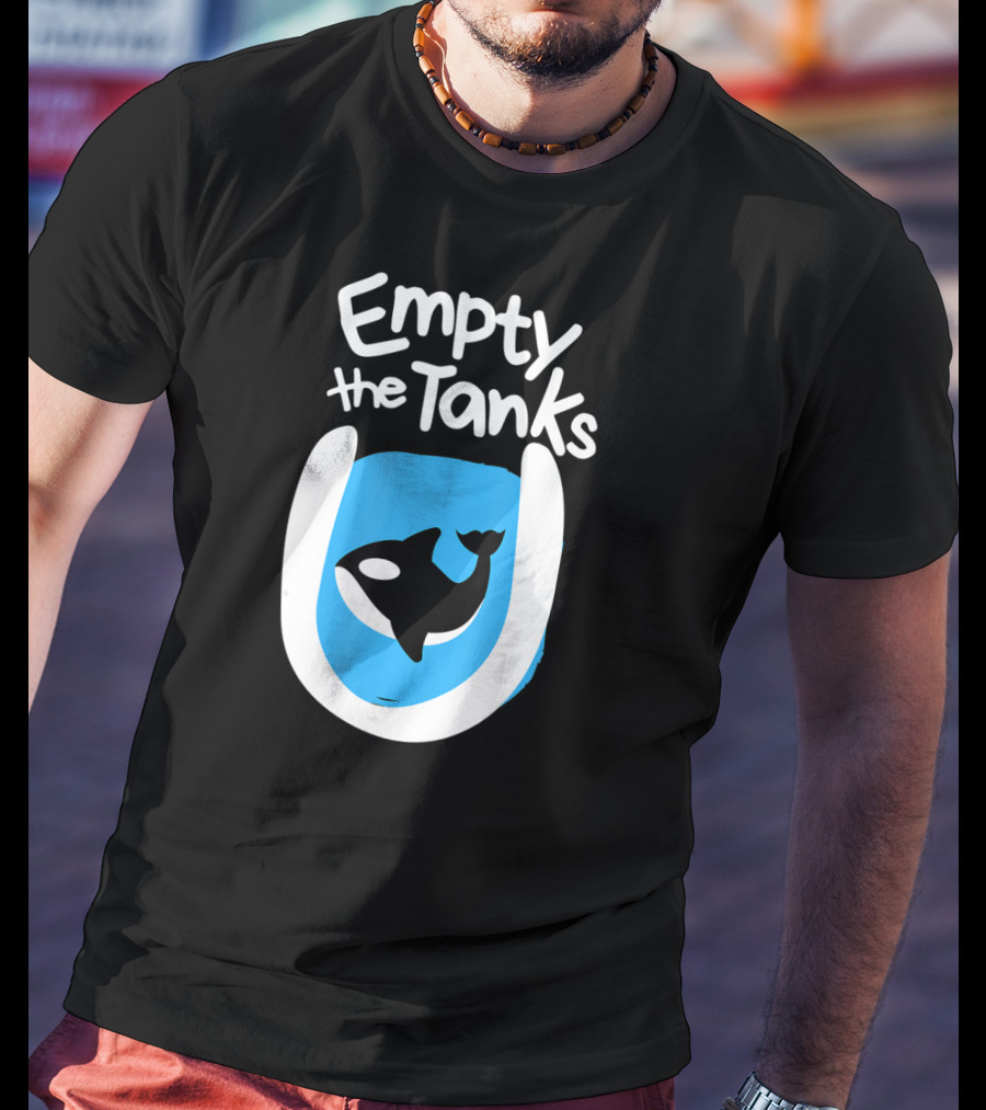 Empty The Tanks Killer Whale Orca Inside Blue Tank Image T-Shirt