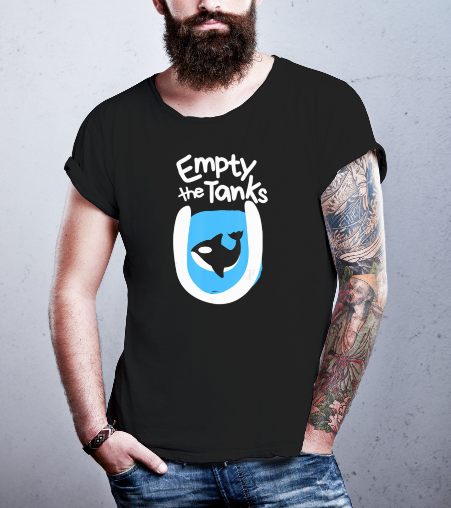 Empty The Tanks Killer Whale Orca Inside Blue Tank Image T-Shirt